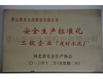 安全生產標準化二級企業（建材水泥）/